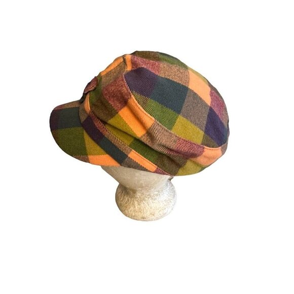 Vintage D & Y Wool Blend Plaid Newsboy Cap Hat - Picture 2 of 4
